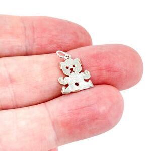 Vintage Sterling Silver 925 Cutout Teddy Bear Charm Pendant